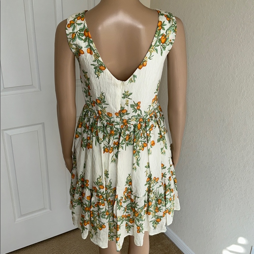 NWT Taylor Cream Mini Dress with Orange Blossom Print Size 10 - Picture 3 of 14